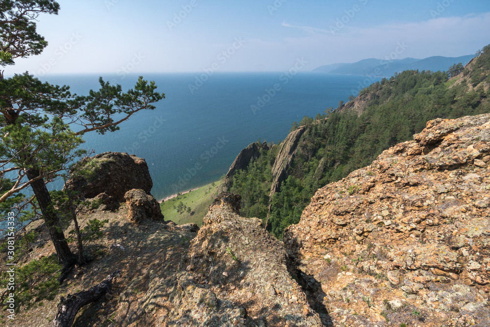 View from the top of Skriper cliff to Lake Baikal