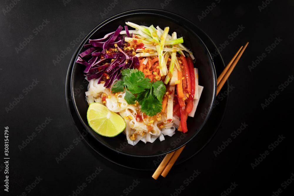 Lime Chili Noodle Salad Flat Lay