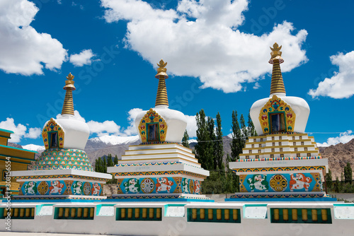 Ladakh  India - Jul 03 2019 - Tibetan Stupa at The Dalai Lama s Palace  JIVETSAL   His Holiness Photang  in Choglamsar  Ladakh  Jammu and Kashmir  India.