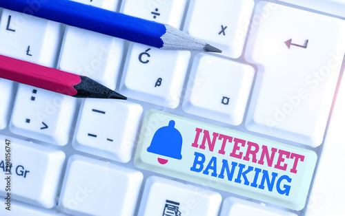 Word writing text Internet Banking. Business photo showcasing banking method which transactions conducted electronically