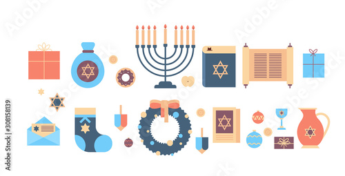 Menorah torah bible gift box wreath icons