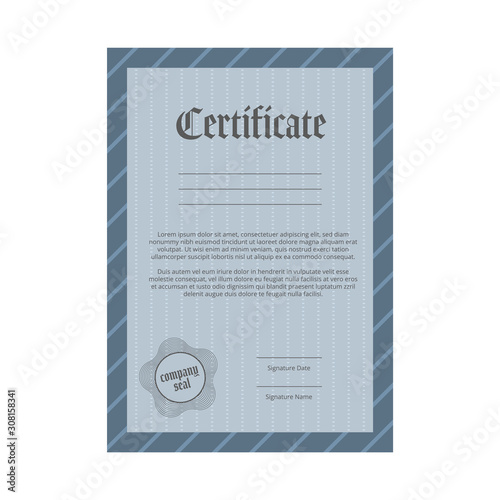 Certificate. Template with the frame and seal.