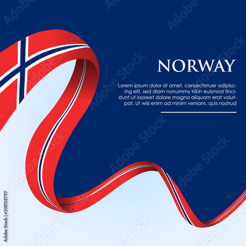 Norway flag in ribbon shape. template for independence day poster design. vector illustration EPS 10