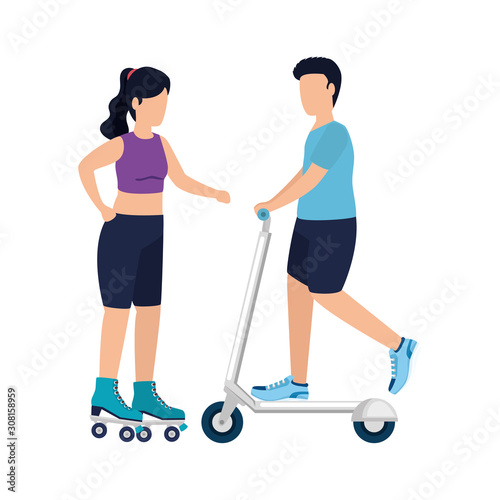 Avatar man and woman design, Healthy lifestyle fitness bodybuilding bodycare activity exercise and diet theme Vector illustration
