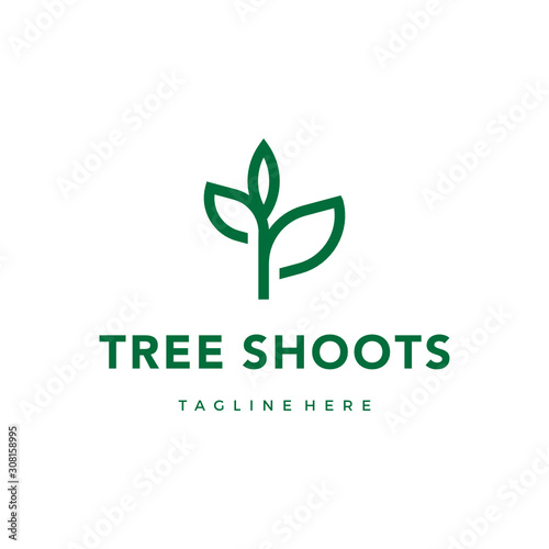 green seed plant sprouts logo inspiration vector icon illustration custom logo design