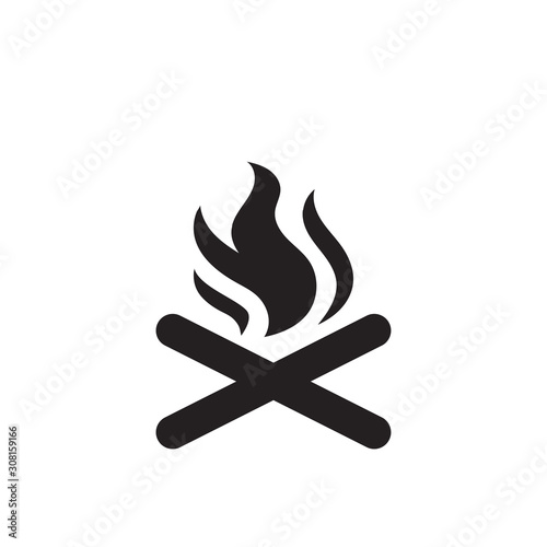Campfire with firewood icon isolated on white background.