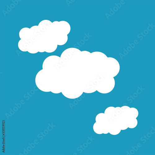 white clouds on blue background isolated vector. Cloud Icon, Cloud Icon Vector. Cloud Icon Flat. Cloud Icon Sign.