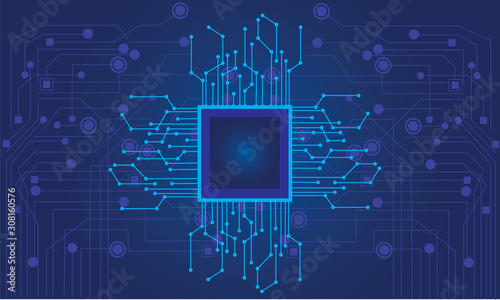 Abstract background connecting dots and lines. Connection science background, circuit board background technology, Vector illustration design digital technology. with drak blue template
