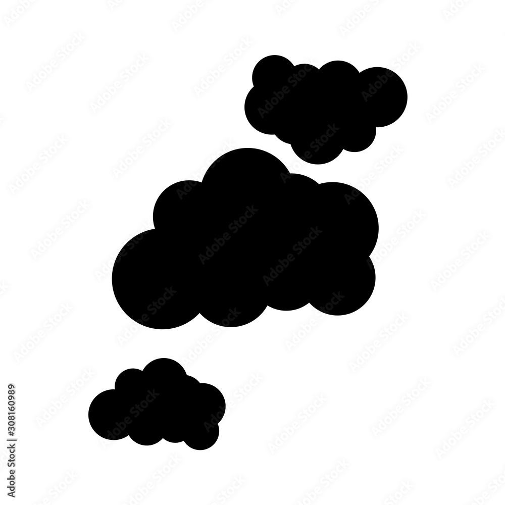 Black clouds on white background isolated vector. Black clouds on white background isolated vector.