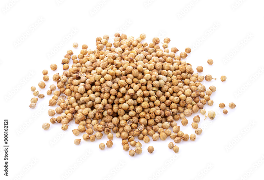 Coriander seeds on white background Coriander seeds on white background