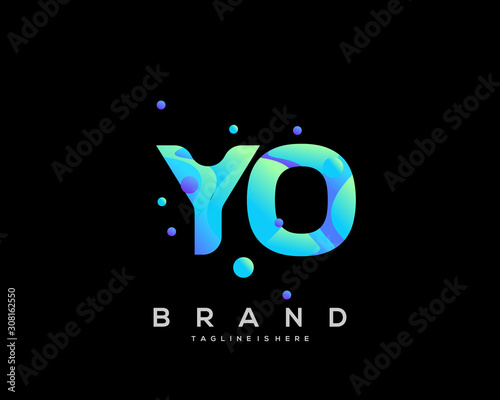 Initial letter YO logo with colorful, letter combination logo design for creative industry, web, business and company. - Vector