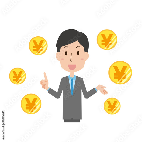 お金のことを話す男性
