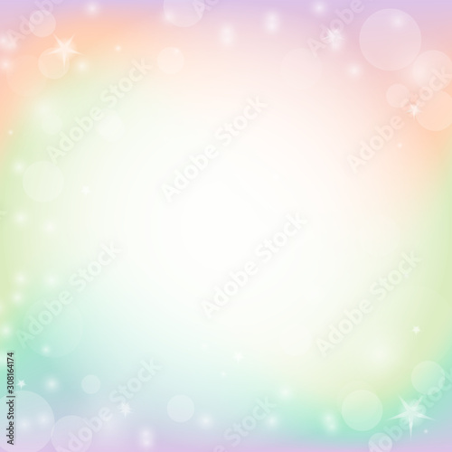 Abstract colorful bokeh and glowing spakling shining particles in random blue color theme background. Lighting effects of flash. Blurred vector background with light glare, © ant