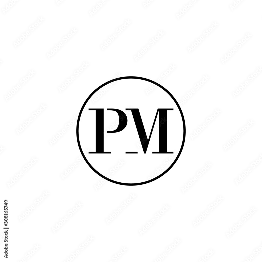 Letter PM initial monogram logo design, wedding, fashion, make up