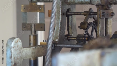 Church bell tower clock mechanism detail