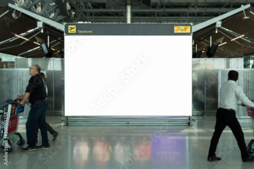 Blank advertising billboard at airport,mockup poster media template ads display
