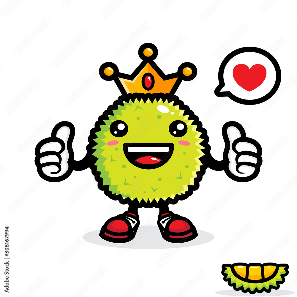King durian fruit mascot vector design King durian fruit mascot vector design