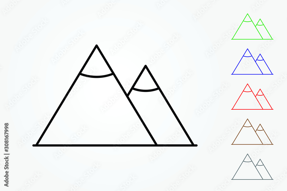 A pair of mountains logo vector using simple lines on white background illustration A pair of mountains logo vector using simple lines on white background illustration