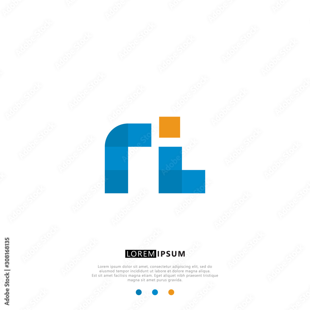 RL R L Logo Monogram with Blue and yellow Colors. modern letter logo design RL R L Logo Monogram with Blue and yellow Colors. modern letter logo design