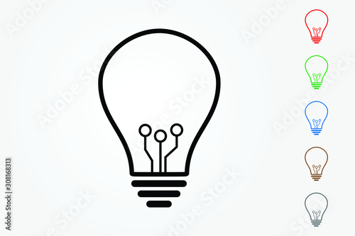 Idea bulb vector using many color lines on white background illustration to mean innovation in technology