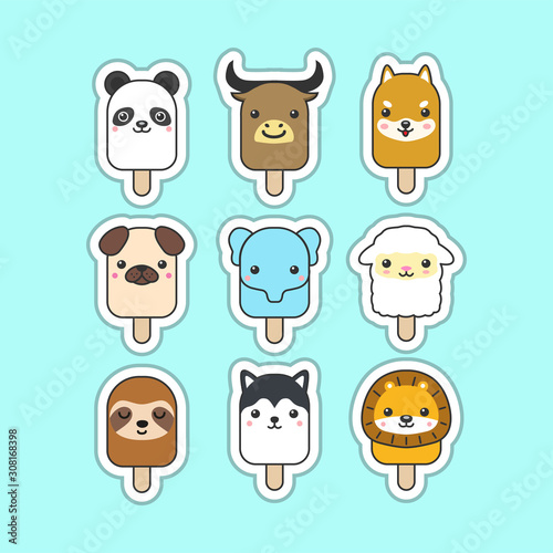 cute popsicles animals character design
