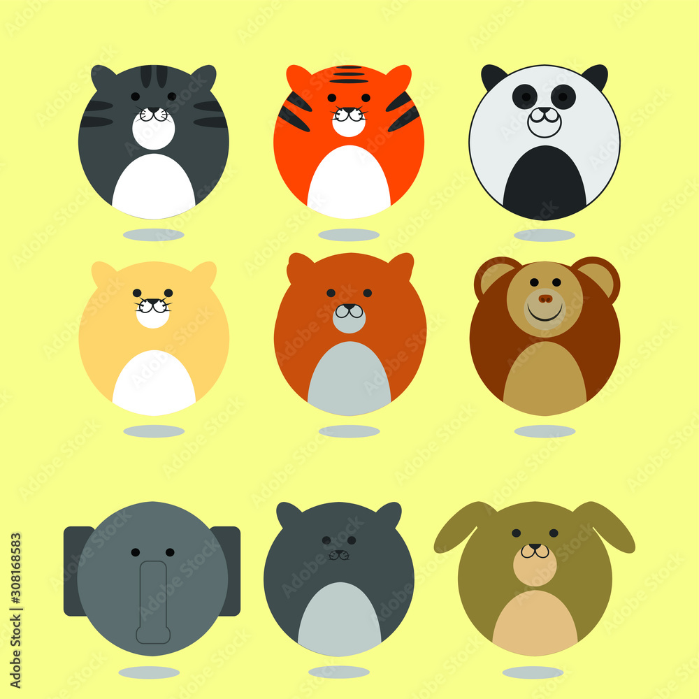 cute icon animal in cartoon background vector eps 10