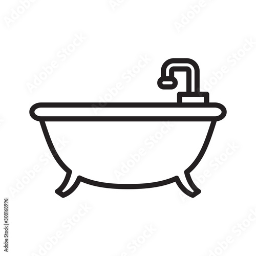 Bath tube icon vector simple design