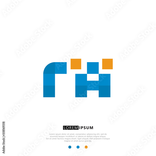 RA R A Logo Monogram with Blue and yellow Colors. modern letter logo design