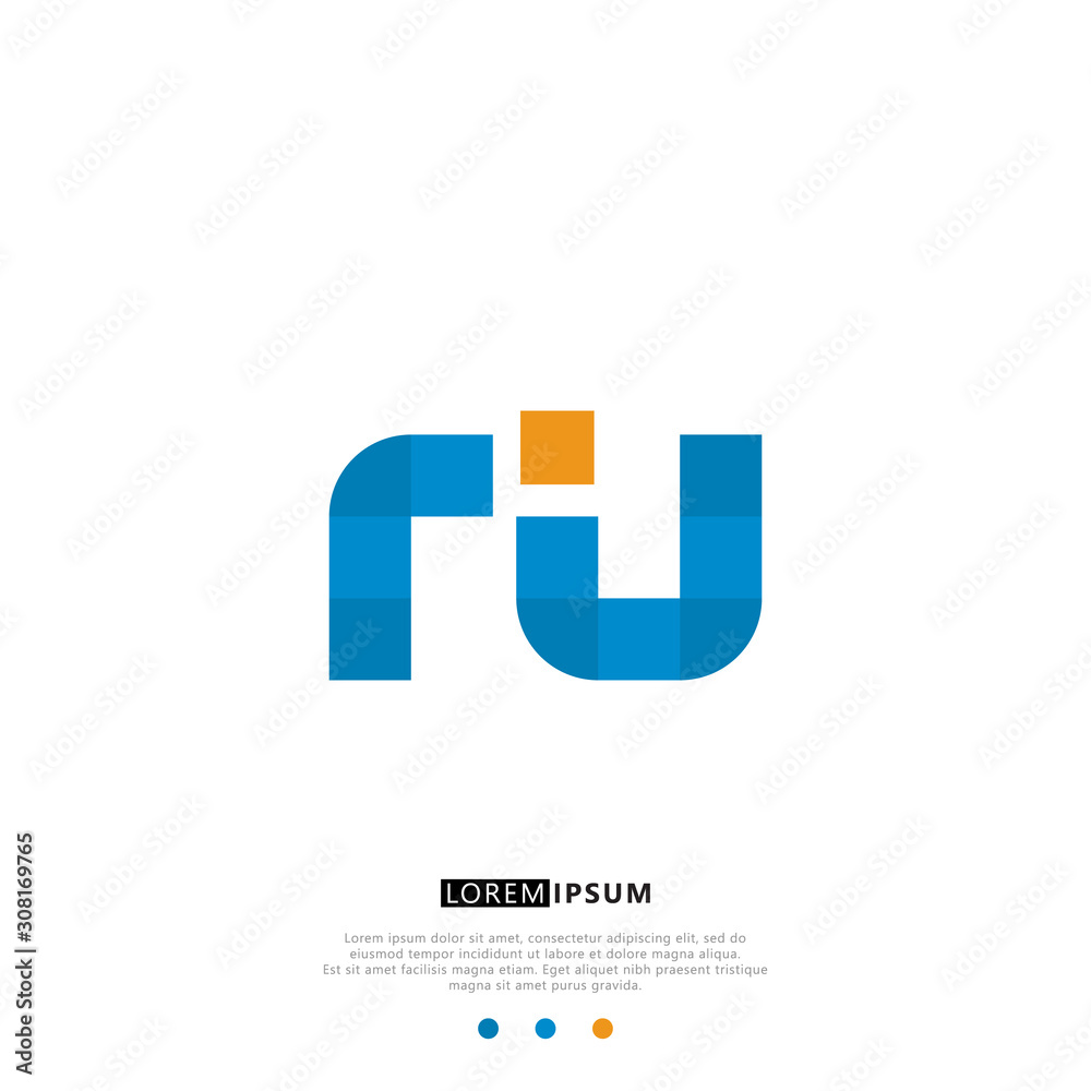 RU R U Logo Monogram with Blue and yellow Colors. modern letter logo design RU R U Logo Monogram with Blue and yellow Colors. modern letter logo design