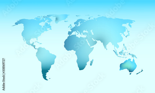Blue World map ice with dark and light effect vector on light background illustration