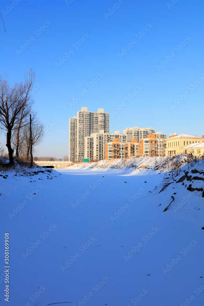 Fototapeta premium City snow scenery in northern China