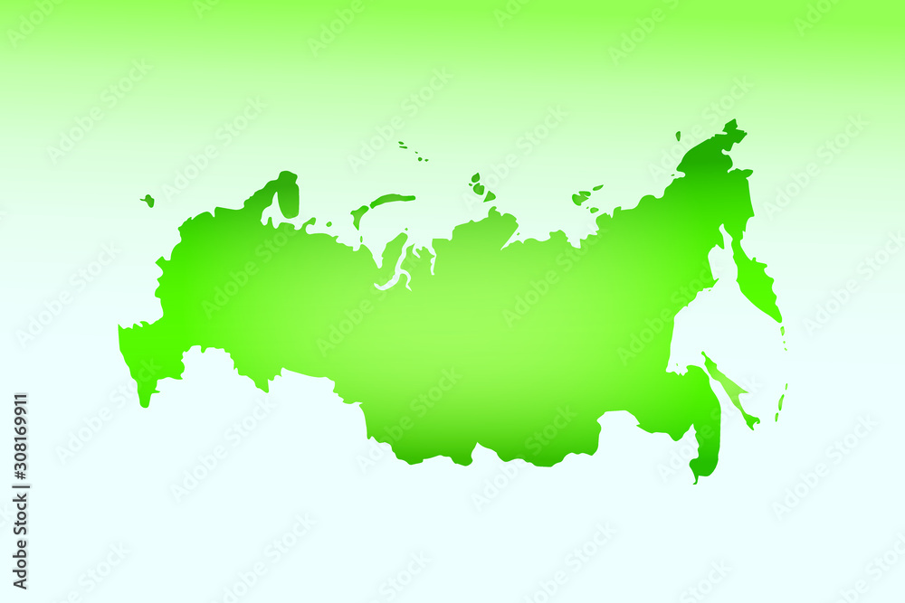 Russia map using green color with dark and light effect vector on light background illustration