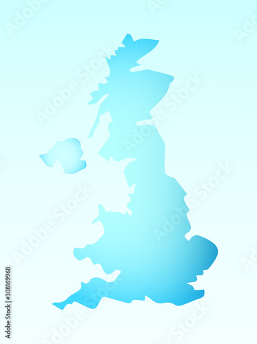 Blue UK map ice with dark and light effect vector on light background illustration