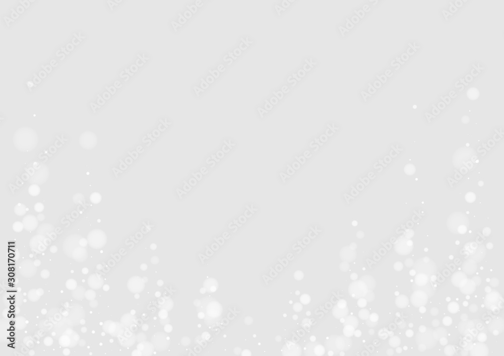 Grey Snowfall Season Illustration. Holiday Snowfall Card. Transparent Card. Gray Snowflake Falling Pattern. Ice Light Design.