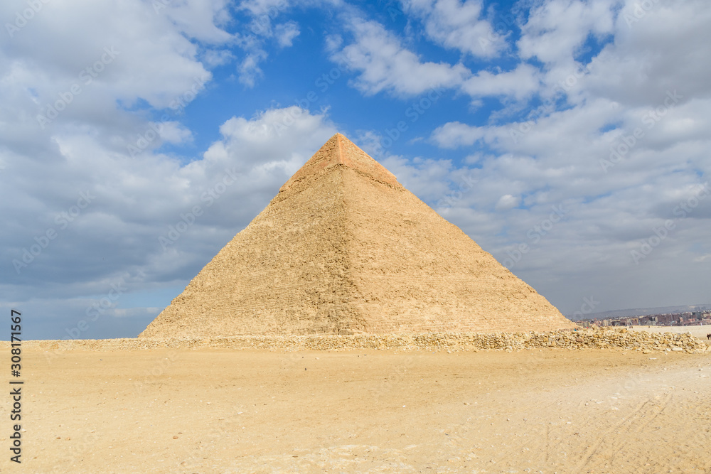 The great pyramid of Khafre in Giza plateau. Cairo, Egypt The great pyramid of Khafre in Giza plateau. Cairo, Egypt