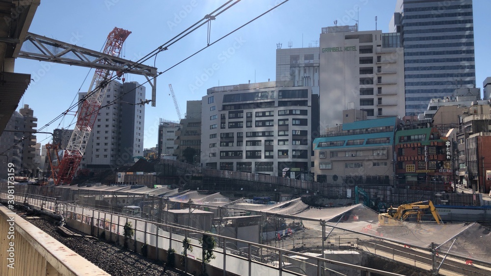 東京渋谷の工事現場