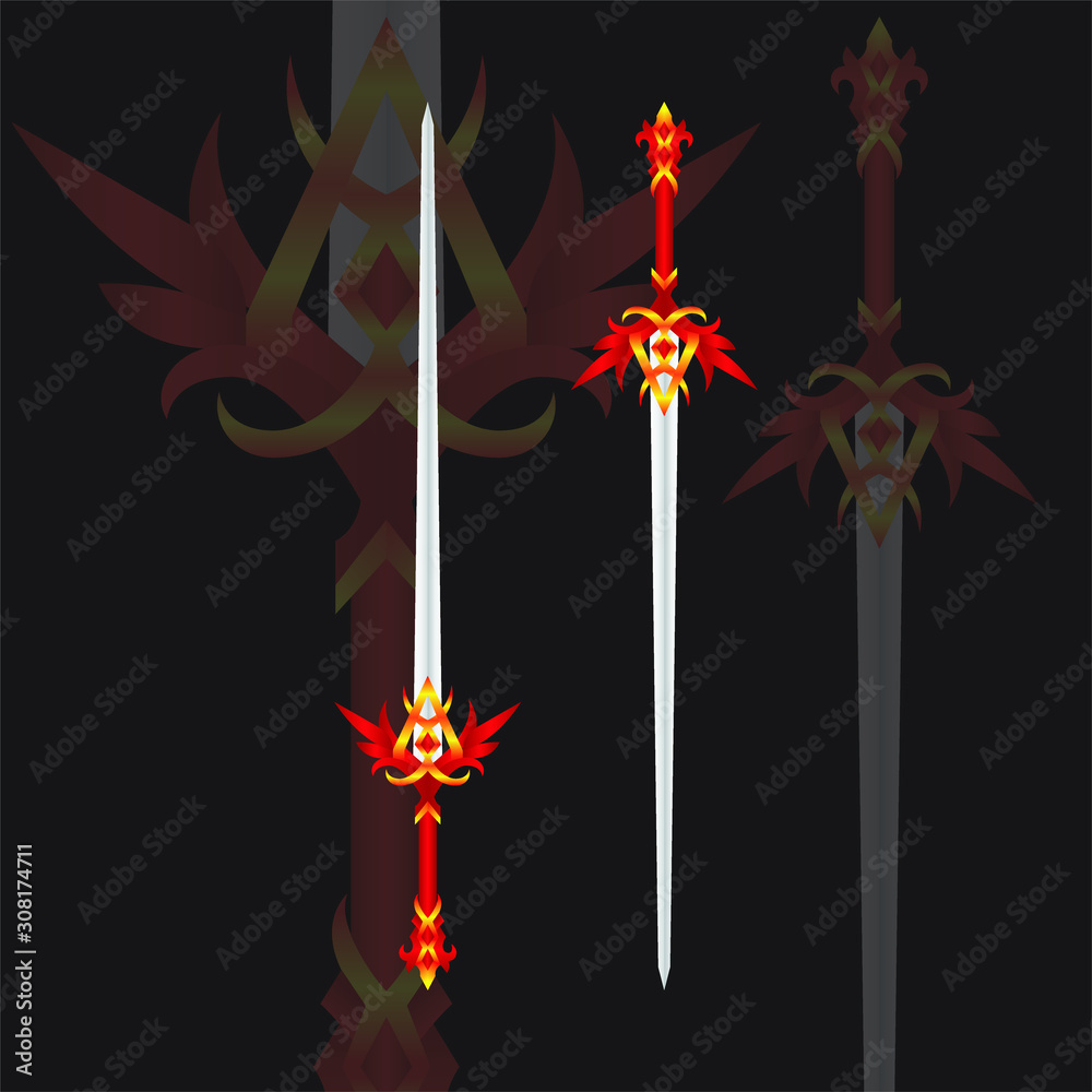 a very cool red legendary sword weapon, the sword / samurai katana icon.  vector de Stock | Adobe Stock