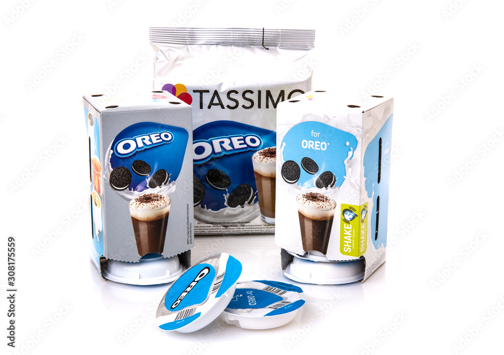 Packs of Tassimo Hot Chocolate drink pods on a white background Stock Photo  | Adobe Stock