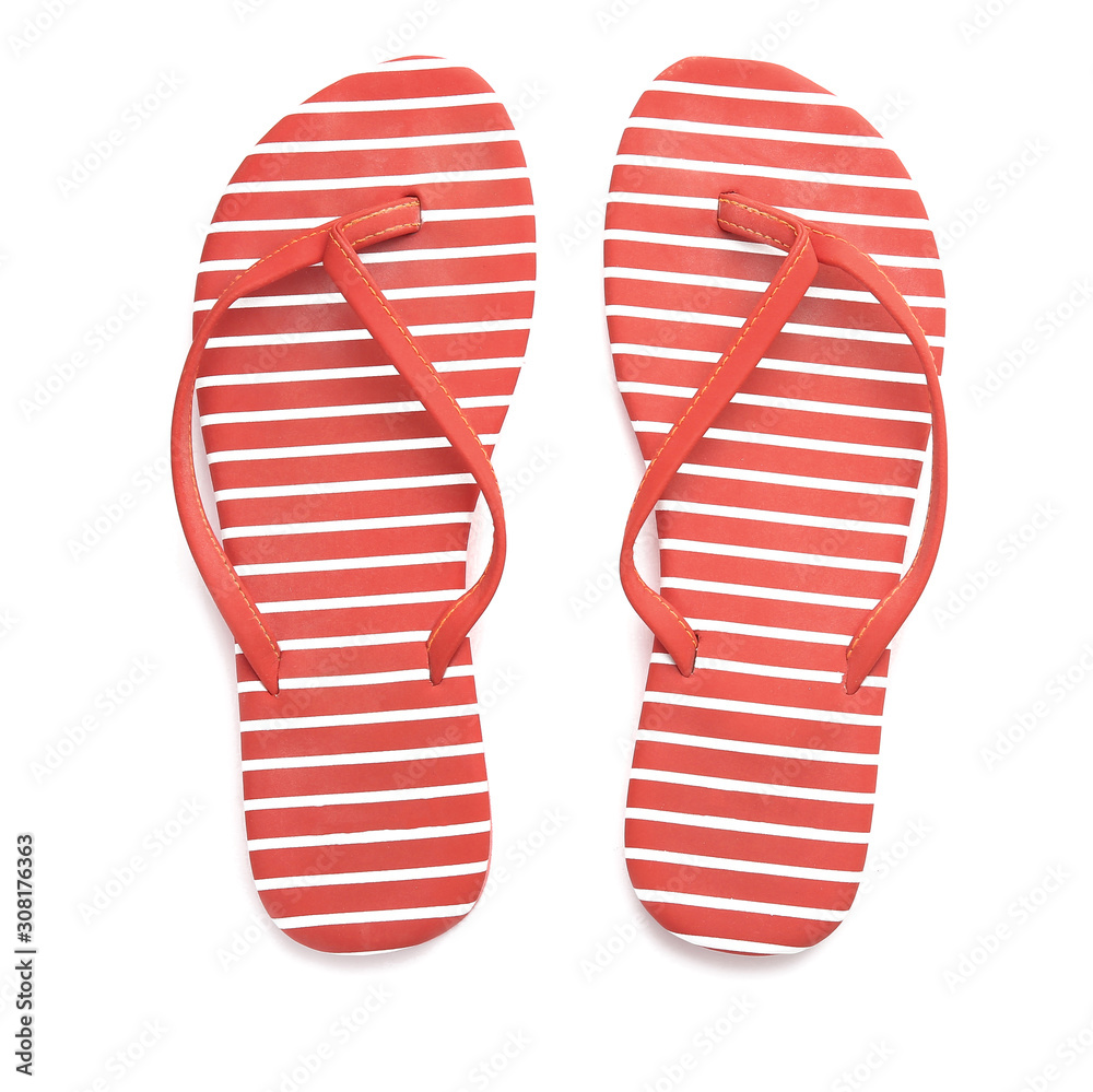 Stylish flip-flops on white background Stylish flip-flops on white background