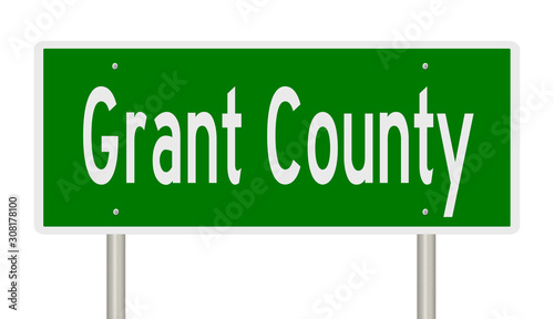 Rendering of a 3d green highway sign for Grant County photo