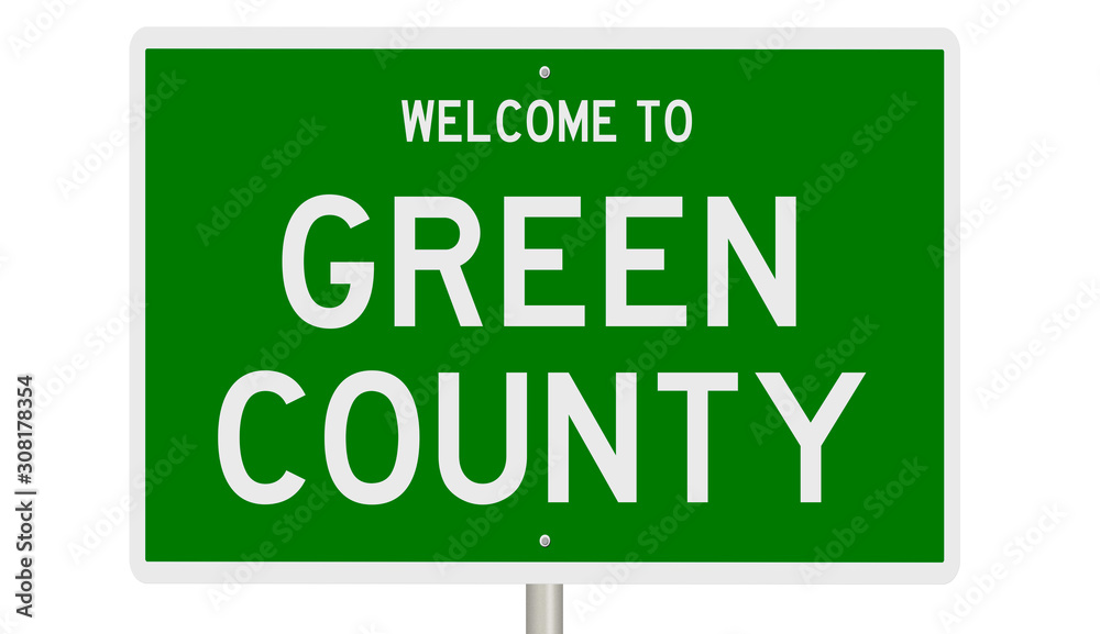 Rendering of a 3d green highway sign for Green County Rendering of a 3d green highway sign for Green County