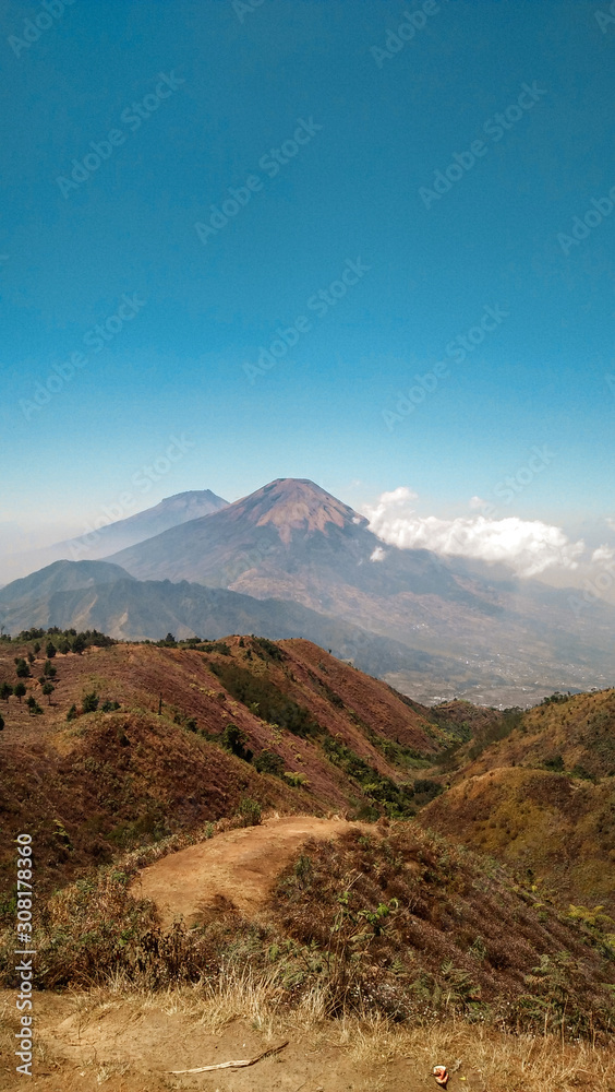 Obraz premium view of mountains Prau, dieng. Indonesia
