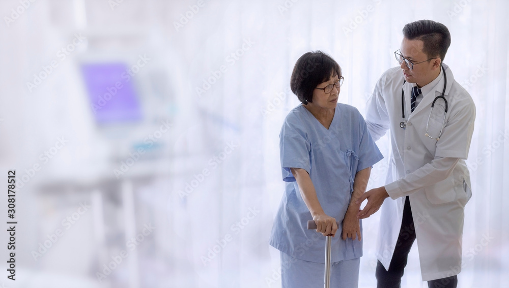 Medical and healthcare concept, The doctor takes care of the elderly woman in the hospital. Medical and healthcare concept, The doctor takes care of the elderly woman in the hospital.