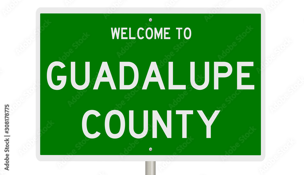 Rendering of a 3d green highway sign for Guadalupe County