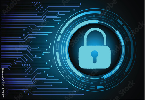 Closed Padlock on digital background, cyber security