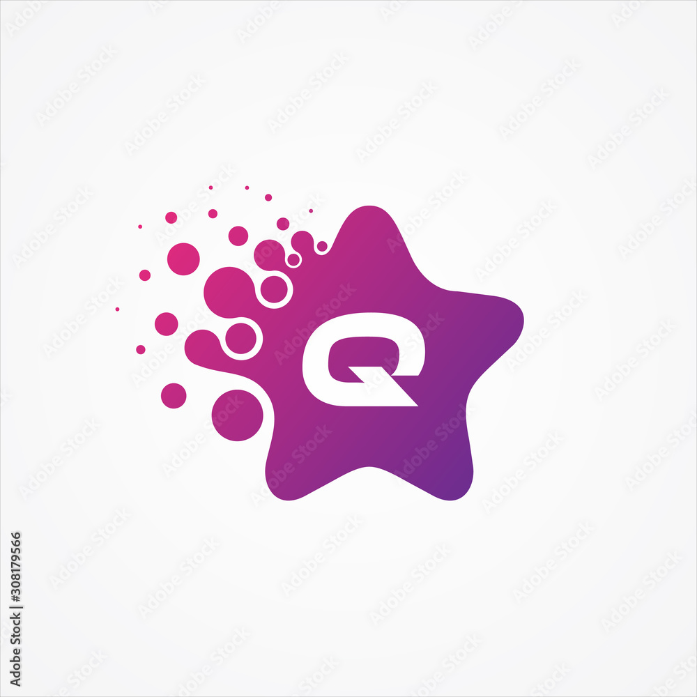 Vector stars pixel for technology symbol letter Q design minimalist Vector stars pixel for technology symbol letter Q design minimalist
