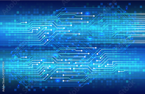Blue binary cyber circuit future technology concept background