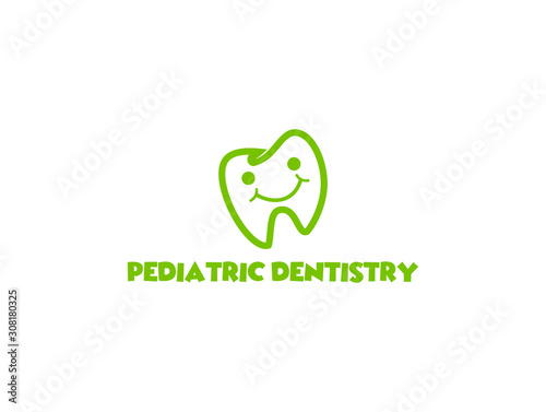 vector of funny Pedriatic dentistry with tooth   smiling logo design eps format