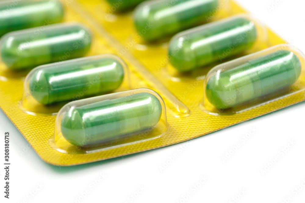 Pills in pack isolated on white background. close-up Pills in pack isolated on white background. close-up