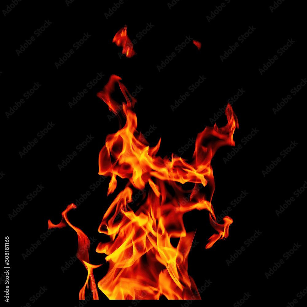 Fire flame isolated on black background. Beautiful yellow, orange and red blaze fire flames. For action design. Fire flame isolated on black background. Beautiful yellow, orange and red blaze fire flames. For action design.